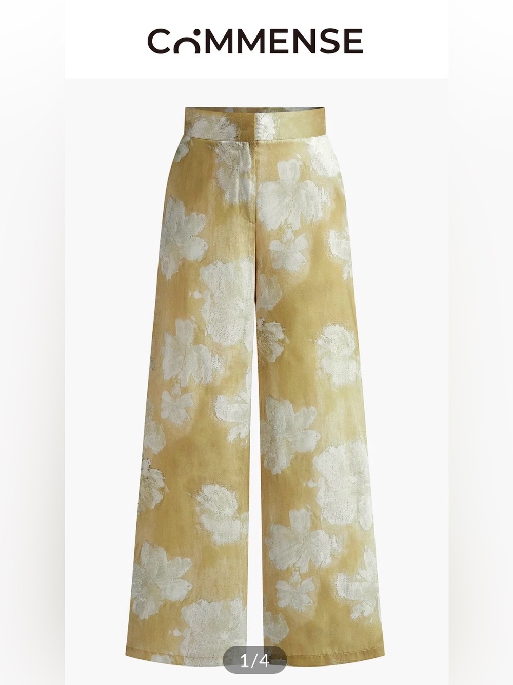 COMMENSE Semi-Sheer Romance Floral Printed Wide-leg Pants
